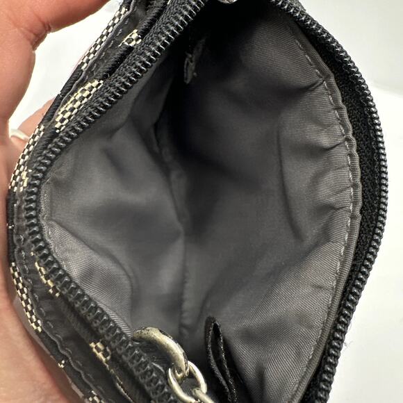 COACH Black and Gray Signature Canvas Coin Purse w/ Keychain - Picture 5 of 8